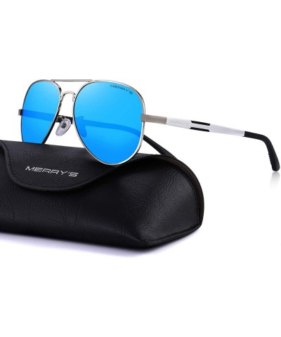 Wrap Men HD Polarized Sunglasses Aluminum Magnesium Driving Sun Glasses S8285 - Blue Mirror - CZ18NQTKY0N $8.84