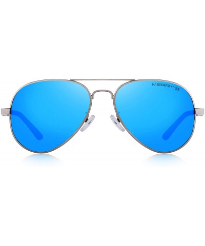Wrap Men HD Polarized Sunglasses Aluminum Magnesium Driving Sun Glasses S8285 - Blue Mirror - CZ18NQTKY0N $21.26