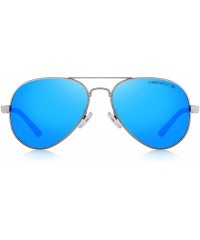 Wrap Men HD Polarized Sunglasses Aluminum Magnesium Driving Sun Glasses S8285 - Blue Mirror - CZ18NQTKY0N $21.26