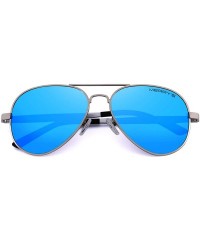 Wrap Men HD Polarized Sunglasses Aluminum Magnesium Driving Sun Glasses S8285 - Blue Mirror - CZ18NQTKY0N $21.26