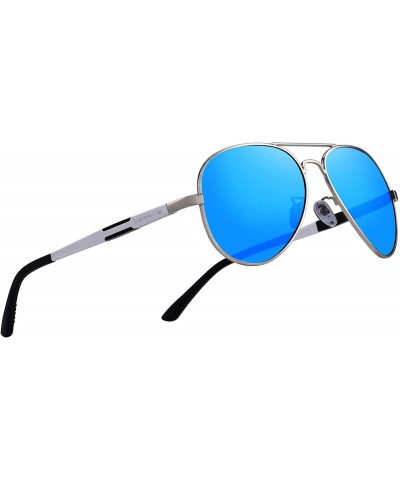 Wrap Men HD Polarized Sunglasses Aluminum Magnesium Driving Sun Glasses S8285 - Blue Mirror - CZ18NQTKY0N $8.84