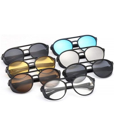 Aviator Sunglasses Retro Steampunk Round Color Coating Mirror UV400 Outdoor Sun 7 - 1 - CL18YR28HN9 $19.39