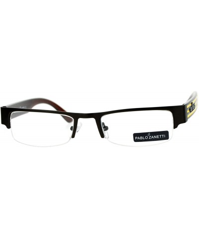 Rectangular Pablo Zanetti Eyeglasses Rectangular Half Rim Clear Lens Glasses - Brown Yellow - CD189OIXU2I $18.38