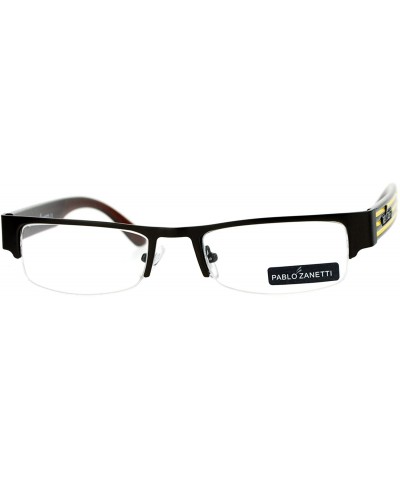 Rectangular Pablo Zanetti Eyeglasses Rectangular Half Rim Clear Lens Glasses - Brown Yellow - CD189OIXU2I $11.37