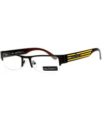 Rectangular Pablo Zanetti Eyeglasses Rectangular Half Rim Clear Lens Glasses - Brown Yellow - CD189OIXU2I $11.37