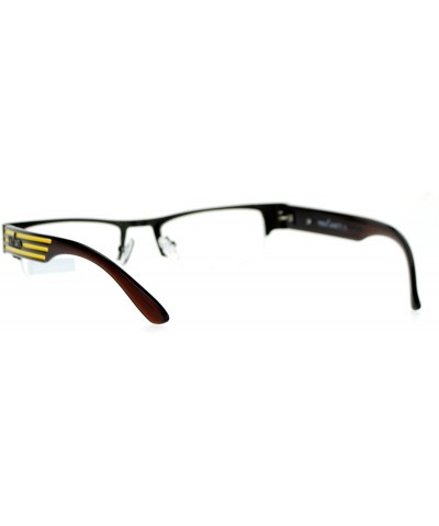 Rectangular Pablo Zanetti Eyeglasses Rectangular Half Rim Clear Lens Glasses - Brown Yellow - CD189OIXU2I $11.37