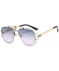 Oversized 80's Retro Sunglasses for Men Classic Rimless SunGlasses Brand Designer Gold Metal Pilot Gradient Lens - 2 - CF1987...