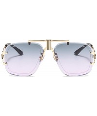 Oversized 80's Retro Sunglasses for Men Classic Rimless SunGlasses Brand Designer Gold Metal Pilot Gradient Lens - 2 - CF1987...