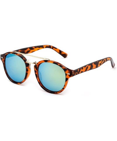 Round Modern Celeb Design Round Vintage Look Fashion Mirrored Sunglasses - 3 Pack Mirror- Black & Tortosie - CT184YXLN3H $39.27