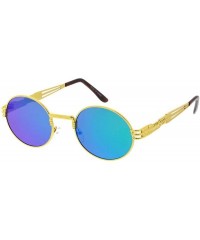 Round Heritage Modern"Steampunk" Wired Frame Sunglasses - Blue - C518GY4494Y $19.54