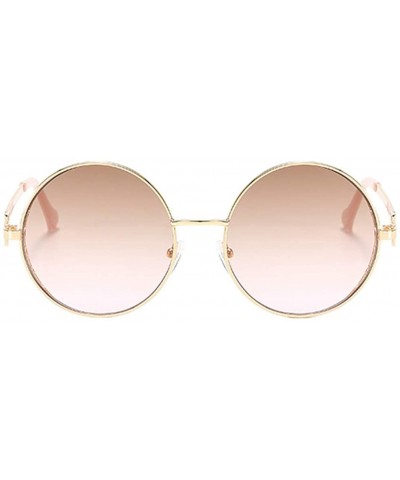 Round Unisex Vintage Round Sunglasses Classic Retro Steampunk Style Eyewear - Tea Pink - C4197IH7UKQ $10.83