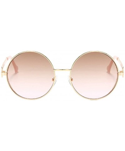 Round Unisex Vintage Round Sunglasses Classic Retro Steampunk Style Eyewear - Tea Pink - C4197IH7UKQ $10.83