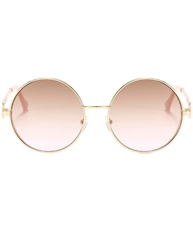 Round Unisex Vintage Round Sunglasses Classic Retro Steampunk Style Eyewear - Tea Pink - C4197IH7UKQ $10.83