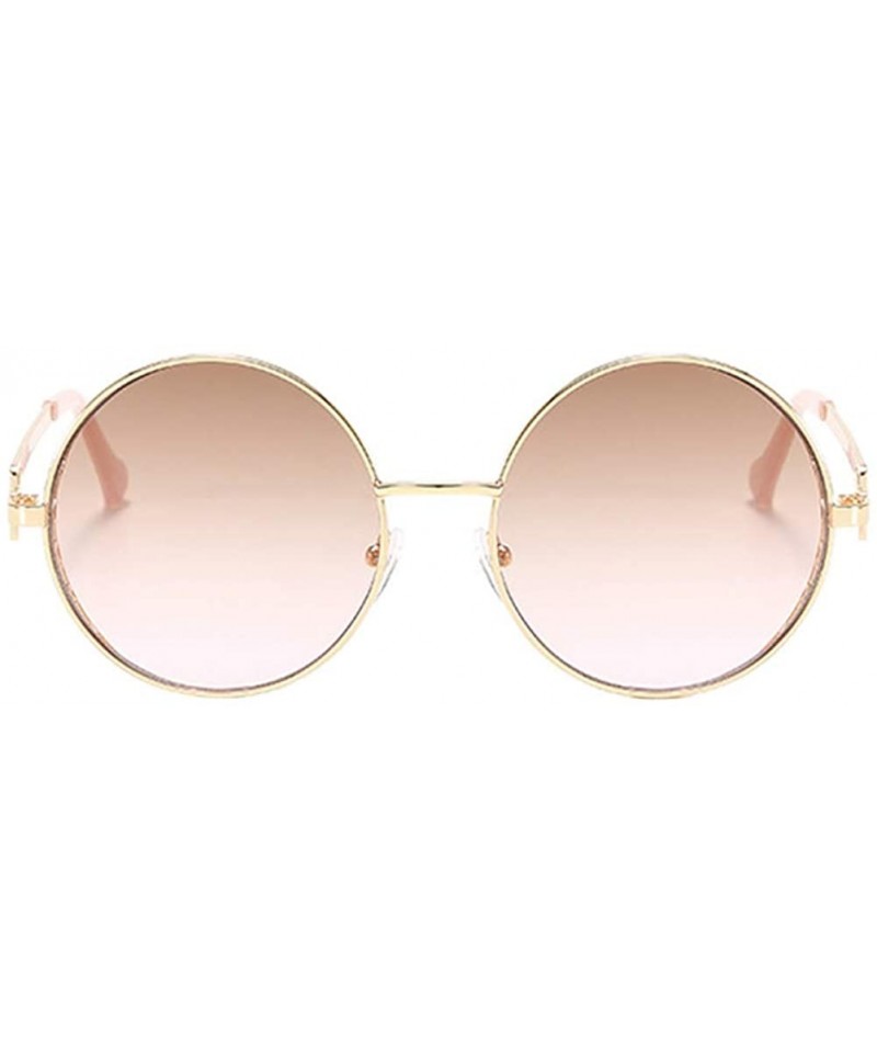 Round Unisex Vintage Round Sunglasses Classic Retro Steampunk Style Eyewear - Tea Pink - C4197IH7UKQ $10.83