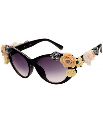 Aviator Retro Rose Sunglasses Women Beach Holiday Baroque Flowers Sun Glasses Women 1 - 1 - CZ18YKT2WXY $20.55