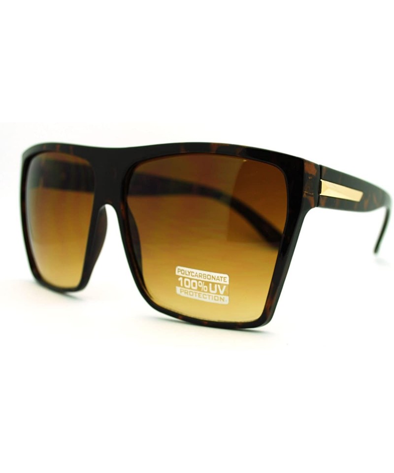 Aviator Super Oversized Sunglasses Unisex Flat Top Square Frame Fashion Wear - Tortoise - CD11ES83ZCH $7.88