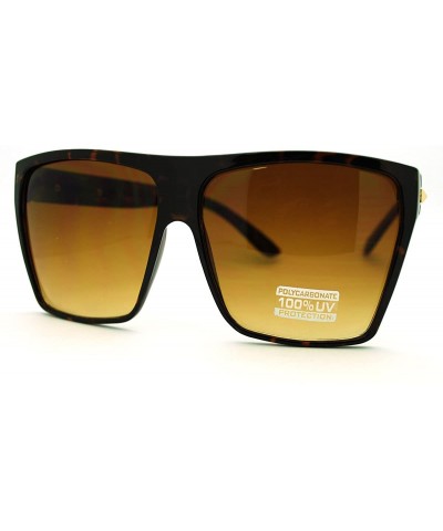 Aviator Super Oversized Sunglasses Unisex Flat Top Square Frame Fashion Wear - Tortoise - CD11ES83ZCH $7.88