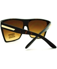 Aviator Super Oversized Sunglasses Unisex Flat Top Square Frame Fashion Wear - Tortoise - CD11ES83ZCH $7.88