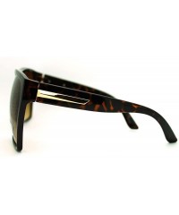 Aviator Super Oversized Sunglasses Unisex Flat Top Square Frame Fashion Wear - Tortoise - CD11ES83ZCH $7.88