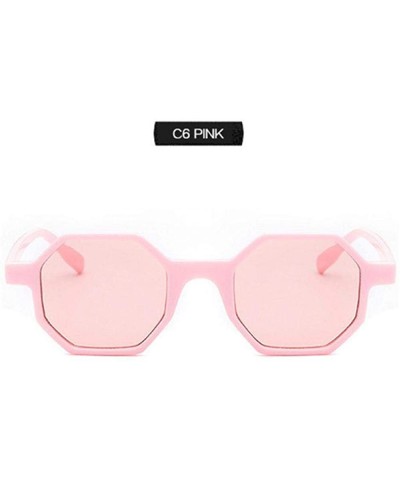 Aviator Small Sunglasses Women Vintage Polygon Black Pink Red Sun Black As Picture - Pink - C918YZWH0GZ $21.24