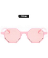 Aviator Small Sunglasses Women Vintage Polygon Black Pink Red Sun Black As Picture - Pink - C918YZWH0GZ $8.93