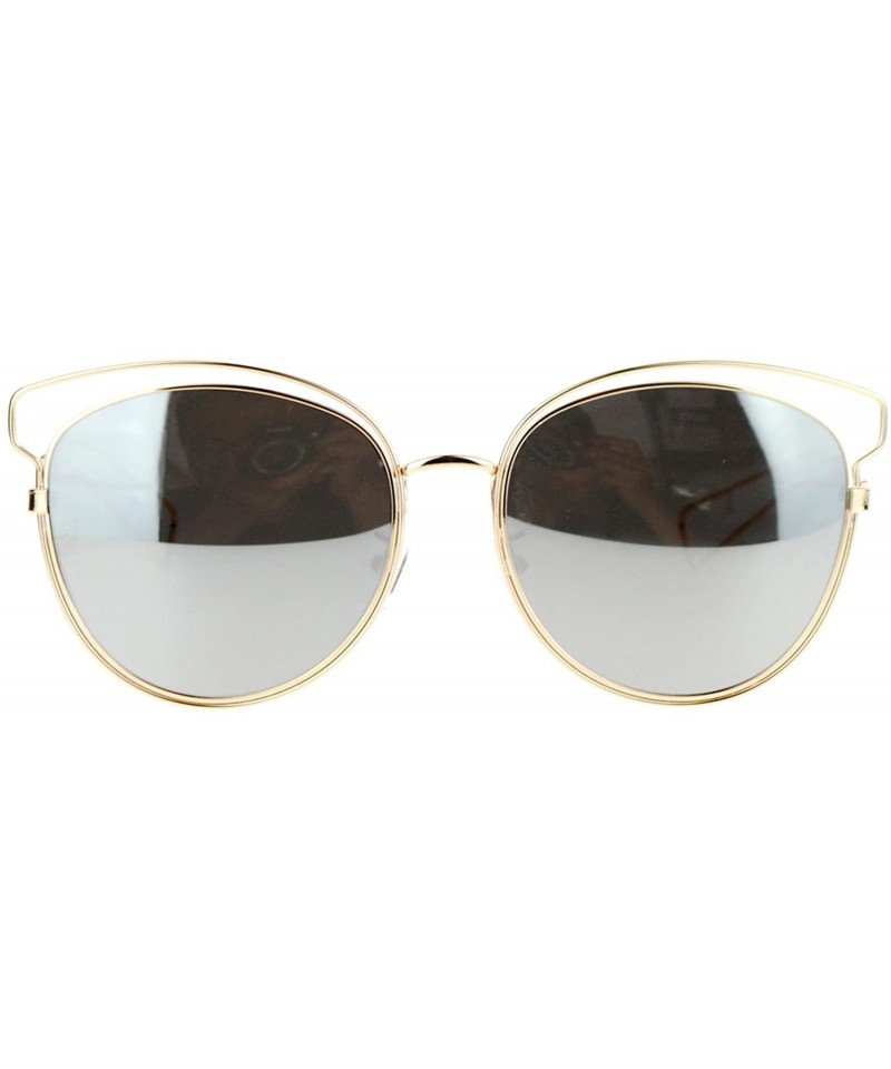 Butterfly Womens Metal Wire Horn Rim Butterfly Retro Sunglasses - Gold Silver Mirror - CV12GOHHRZP $23.13