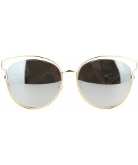 Butterfly Womens Metal Wire Horn Rim Butterfly Retro Sunglasses - Gold Silver Mirror - CV12GOHHRZP $23.13
