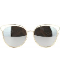 Butterfly Womens Metal Wire Horn Rim Butterfly Retro Sunglasses - Gold Silver Mirror - CV12GOHHRZP $14.61