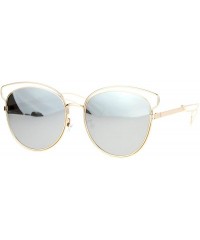 Butterfly Womens Metal Wire Horn Rim Butterfly Retro Sunglasses - Gold Silver Mirror - CV12GOHHRZP $14.61