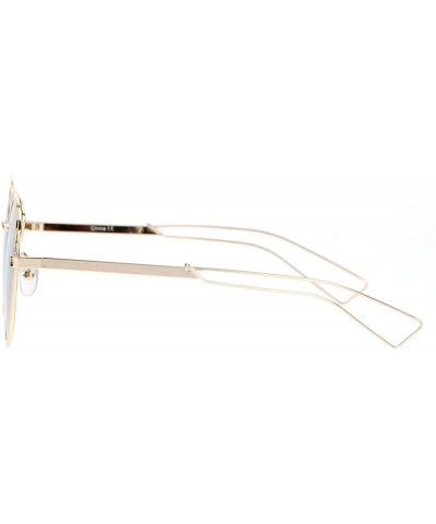 Butterfly Womens Metal Wire Horn Rim Butterfly Retro Sunglasses - Gold Silver Mirror - CV12GOHHRZP $23.13