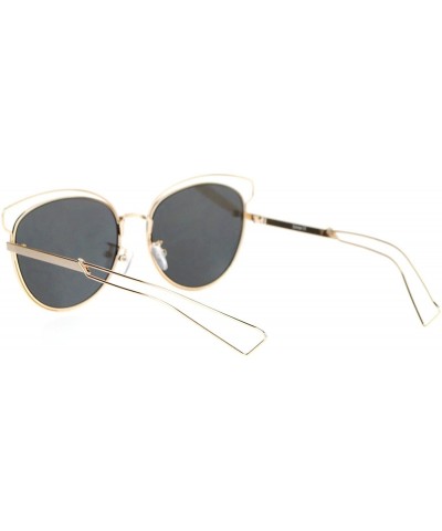 Butterfly Womens Metal Wire Horn Rim Butterfly Retro Sunglasses - Gold Silver Mirror - CV12GOHHRZP $23.13