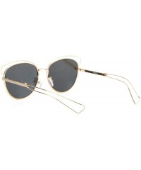 Butterfly Womens Metal Wire Horn Rim Butterfly Retro Sunglasses - Gold Silver Mirror - CV12GOHHRZP $23.13