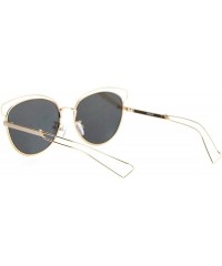 Butterfly Womens Metal Wire Horn Rim Butterfly Retro Sunglasses - Gold Silver Mirror - CV12GOHHRZP $14.61