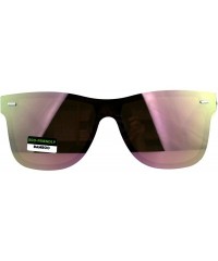 Oversized Mens Bamboo Wood Arm Shield Color Mirror Lens Sunglasses - Peach - CA180WH30Q5 $24.40
