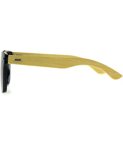 Oversized Mens Bamboo Wood Arm Shield Color Mirror Lens Sunglasses - Peach - CA180WH30Q5 $12.53