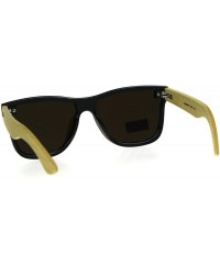 Oversized Mens Bamboo Wood Arm Shield Color Mirror Lens Sunglasses - Peach - CA180WH30Q5 $24.40