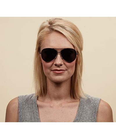 Aviator Women's Heat Wave Polarized Sunglasses Aviator Reading - Black - 56 mm + 0 - CS1964ZL8YZ $40.91
