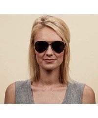 Aviator Women's Heat Wave Polarized Sunglasses Aviator Reading - Black - 56 mm + 0 - CS1964ZL8YZ $22.98