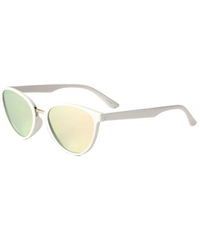 Cat Eye Plastic Frame Metal Nose Bridge Rounded Cat Eye Sunglasses - Green White - C61993RRI2L $12.09