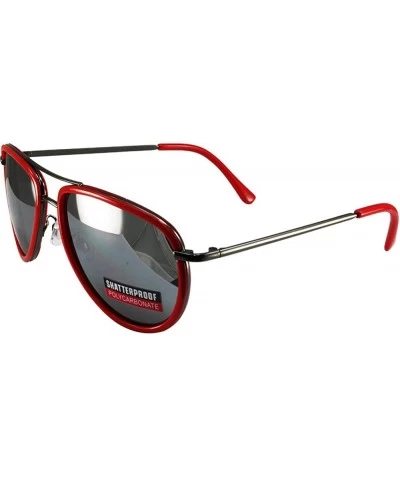 Aviator Red Rimmed Aviator Style Sunglasses - CX11LYCQJRN $25.52