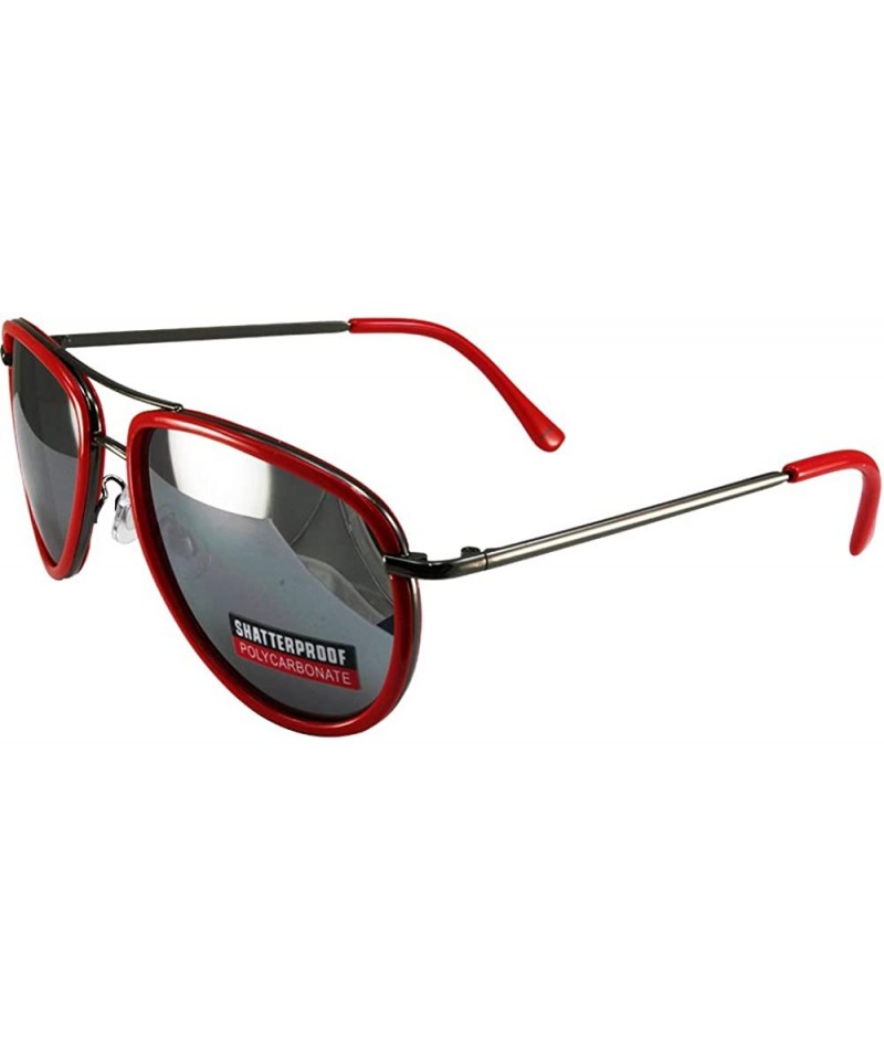 Aviator Red Rimmed Aviator Style Sunglasses - CX11LYCQJRN $12.93