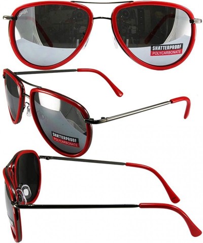 Aviator Red Rimmed Aviator Style Sunglasses - CX11LYCQJRN $12.93