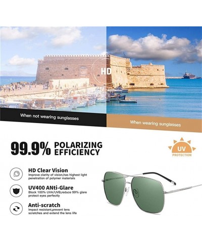 Rectangular Men's Square Polarized Sunglasses Metal Frame Fashion Driving Fishing Sun Glasses for Male UV400 - CY199L0XGUW $2...