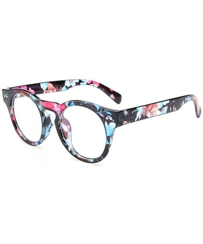 Clear Lens Eyeglasses Reading Glasses Decor Fashion Geek/Nerd eyewear -  Blue Floral - CZ18CKXZZ00