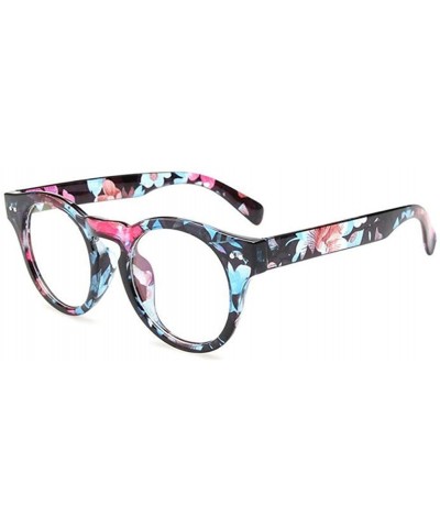 Goggle Clear Lens Eyeglasses Reading Glasses Decor Fashion Geek/Nerd eyewear - Blue Floral - CZ18CKXZZ00 $16.50