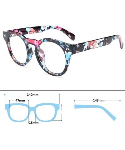 Goggle Clear Lens Eyeglasses Reading Glasses Decor Fashion Geek/Nerd eyewear - Blue Floral - CZ18CKXZZ00 $34.37