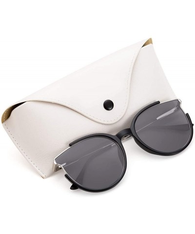 Cat Eye Oversized Sunglasses Fashion Polarized - Silver Frame / Grey Lens Cat Eye Sunglasses - CK18ADHMRON $25.43