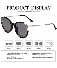 Cat Eye Oversized Sunglasses Fashion Polarized - Silver Frame / Grey Lens Cat Eye Sunglasses - CK18ADHMRON $25.43