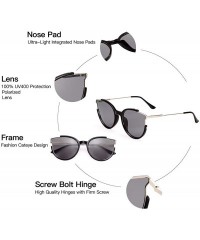Cat Eye Oversized Sunglasses Fashion Polarized - Silver Frame / Grey Lens Cat Eye Sunglasses - CK18ADHMRON $52.23