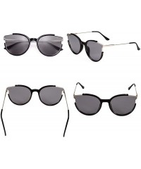 Cat Eye Oversized Sunglasses Fashion Polarized - Silver Frame / Grey Lens Cat Eye Sunglasses - CK18ADHMRON $25.43